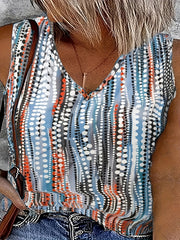 Tank Top Women's Colorblock Dot Print V Neck Vest
