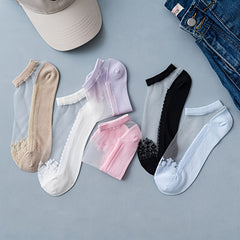 Crystal Glass Socks Lightweight Ankle Socks Women's Stockings
