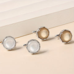 Round Inlaid Artificial Diamond Cufflinks French Couple Style
