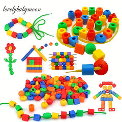 Bead String Toy Set for Fine Motor Skills Hand Eye Coordination