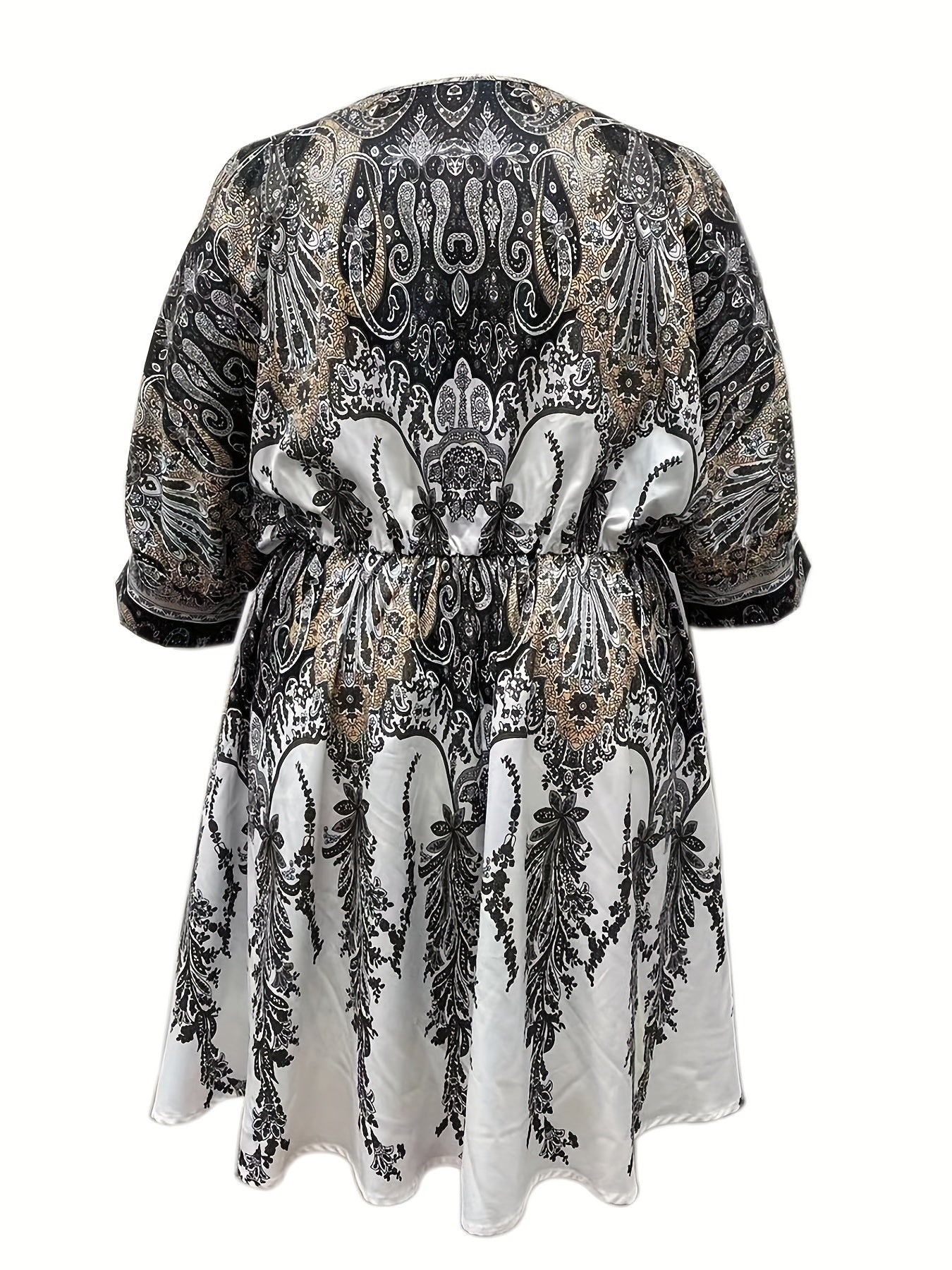 Boho Dress Women's Plus Paisley Print V Neck Dress