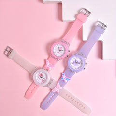 3pcs Girls Butterfly & Animal Print Watches with Glow in the Dark Dials