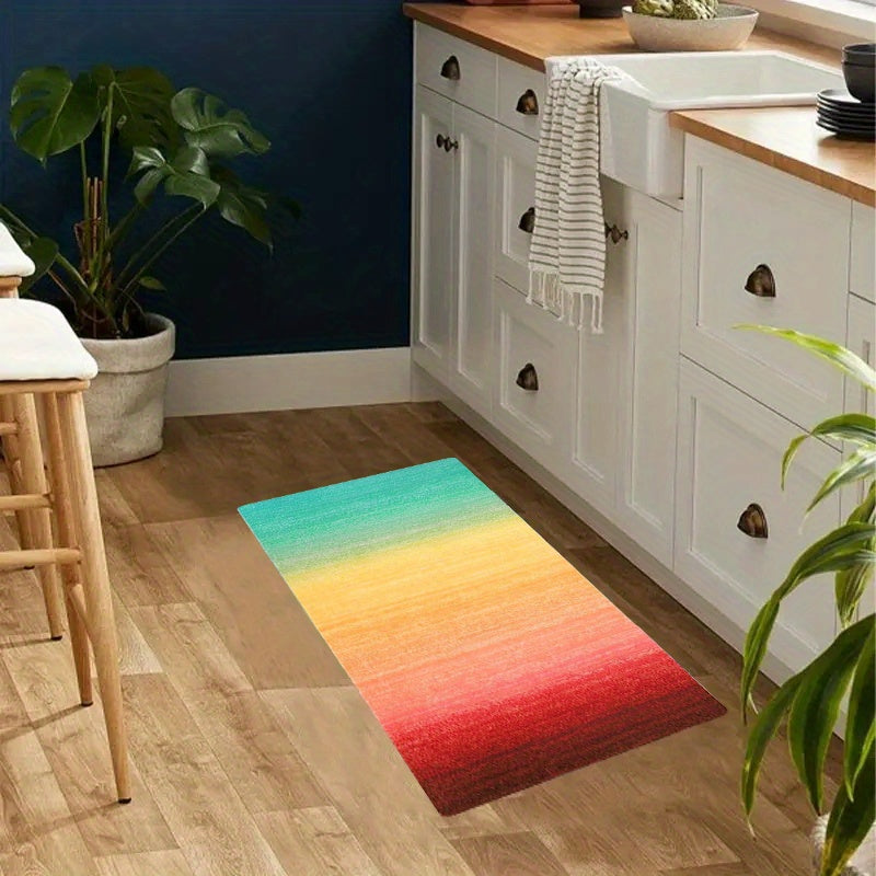 1pc Abstract Rainbow Laundry Rug Mat Kitchen Floor Hallway Entrance Rug