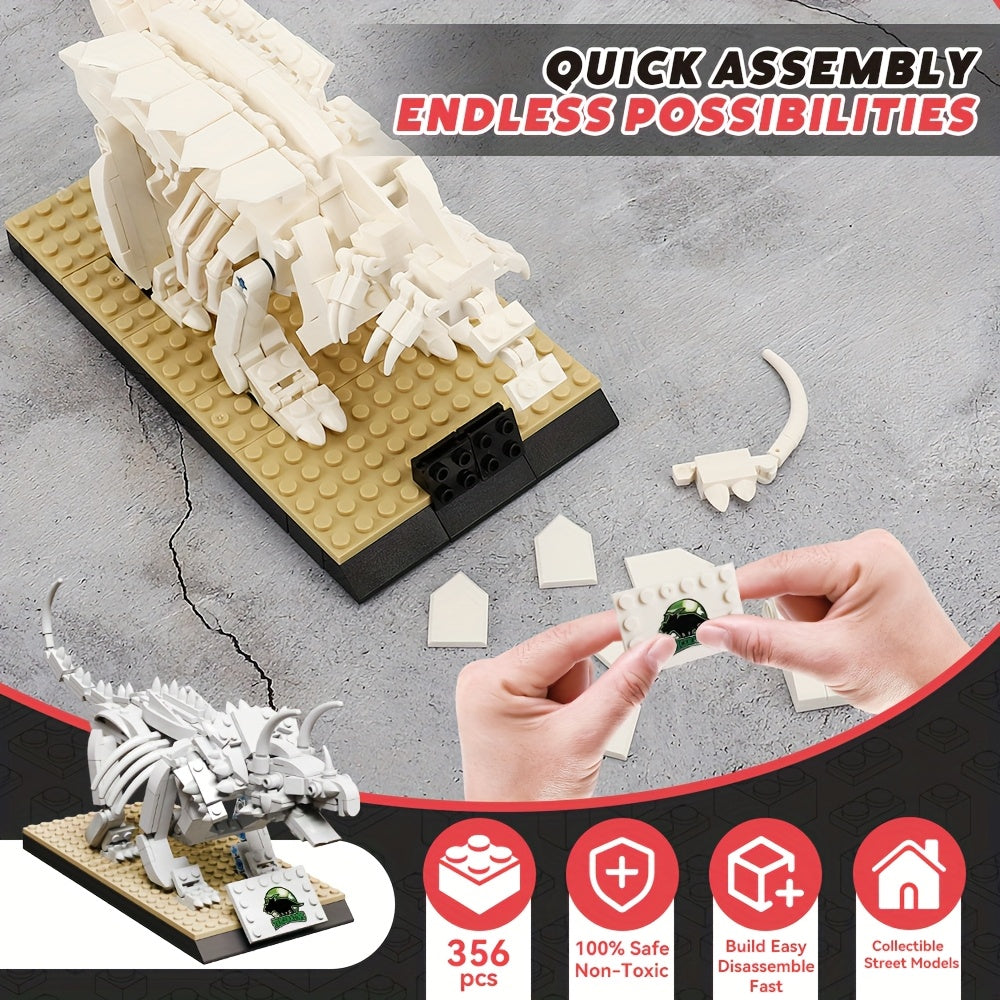300 pcs Dinosaur Building Blocks Triceratops Stegosaur Tyrannosaurus Rex Fossils