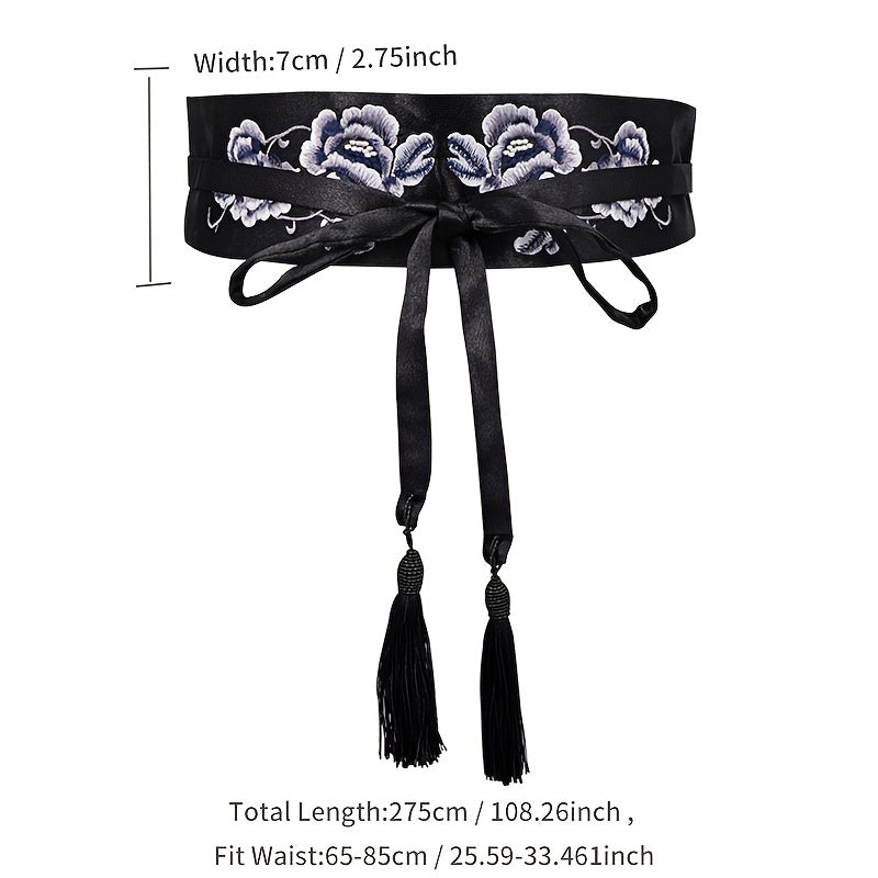 Embroidered Waist Belt Cover Women Hanfu Cloth Belt For Dress