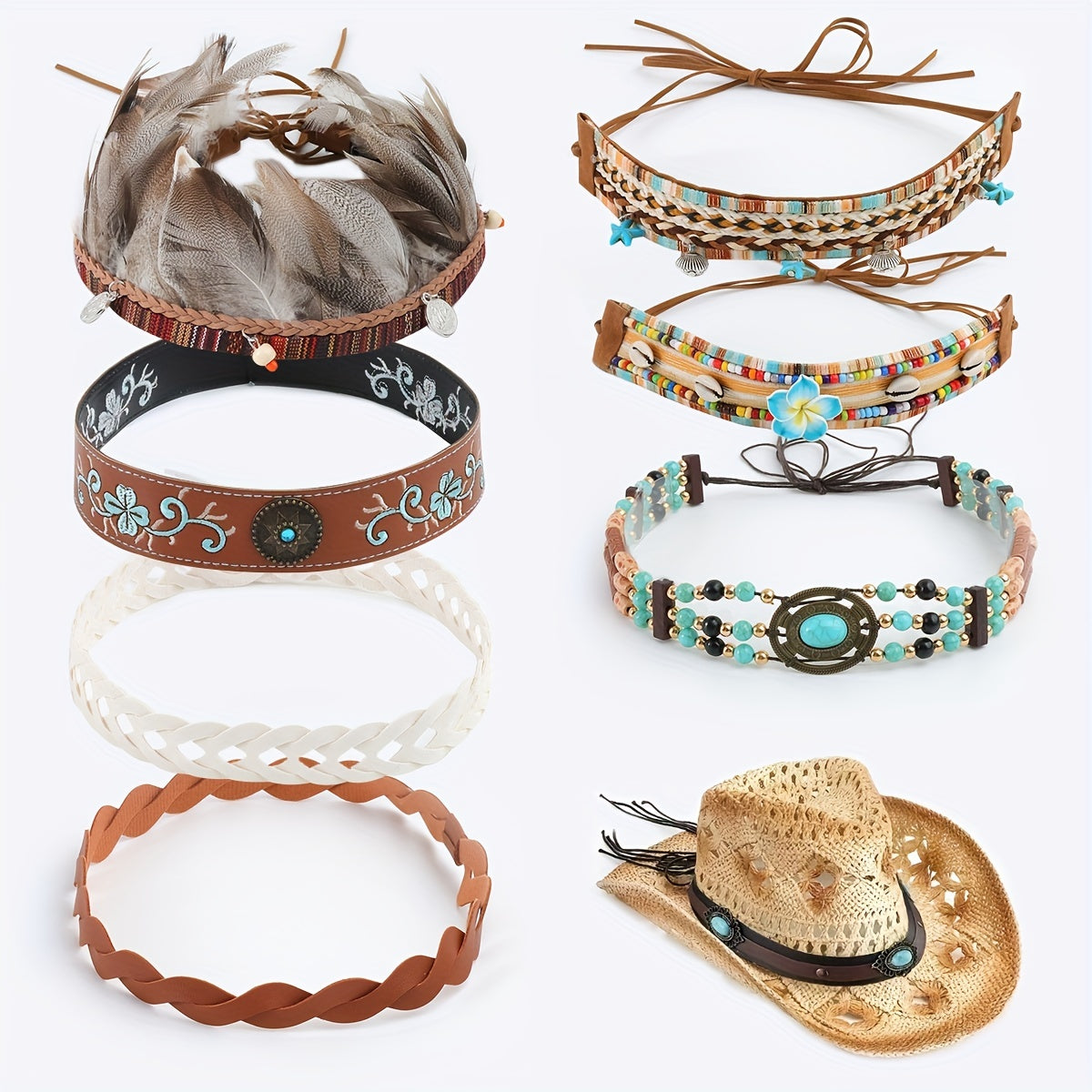 Western Cowboy Hat Band Women Men Boho Hat Belts Adjustable Size DIY