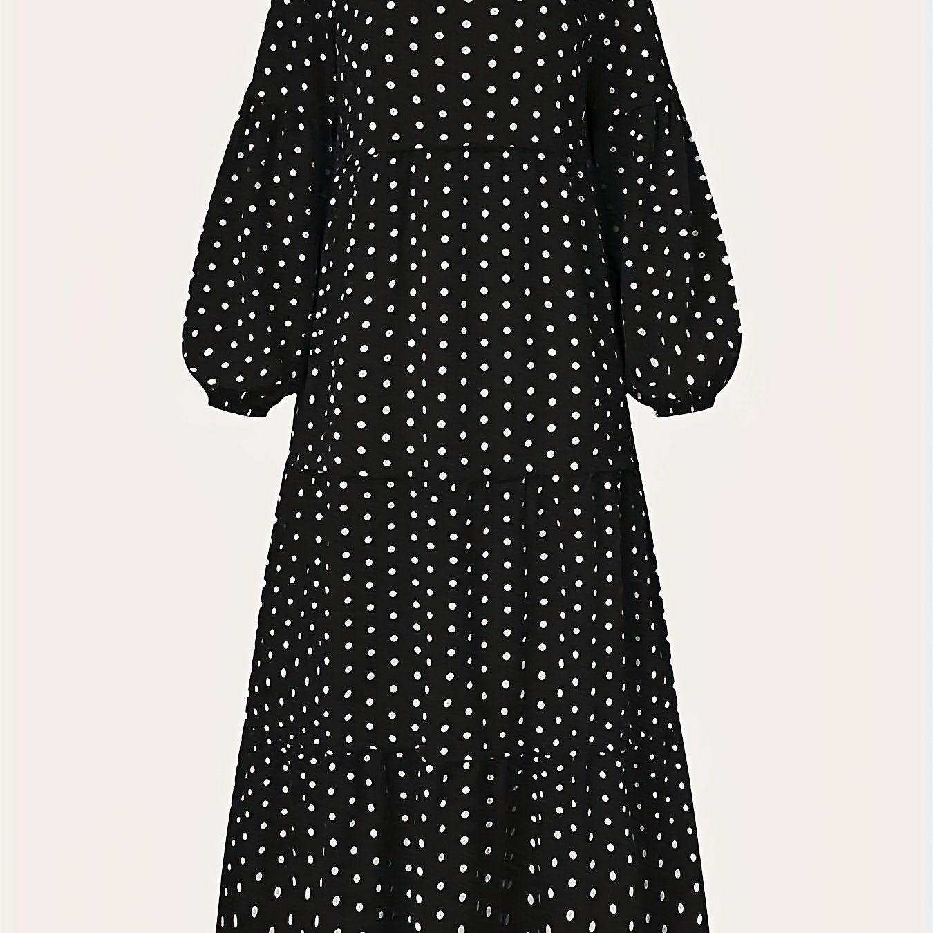 Dot Print Lantern Sleeve Maxi Dress