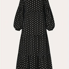Dot Print Lantern Sleeve Maxi Dress