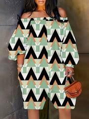 Geometric Print Off Shoulder Romper