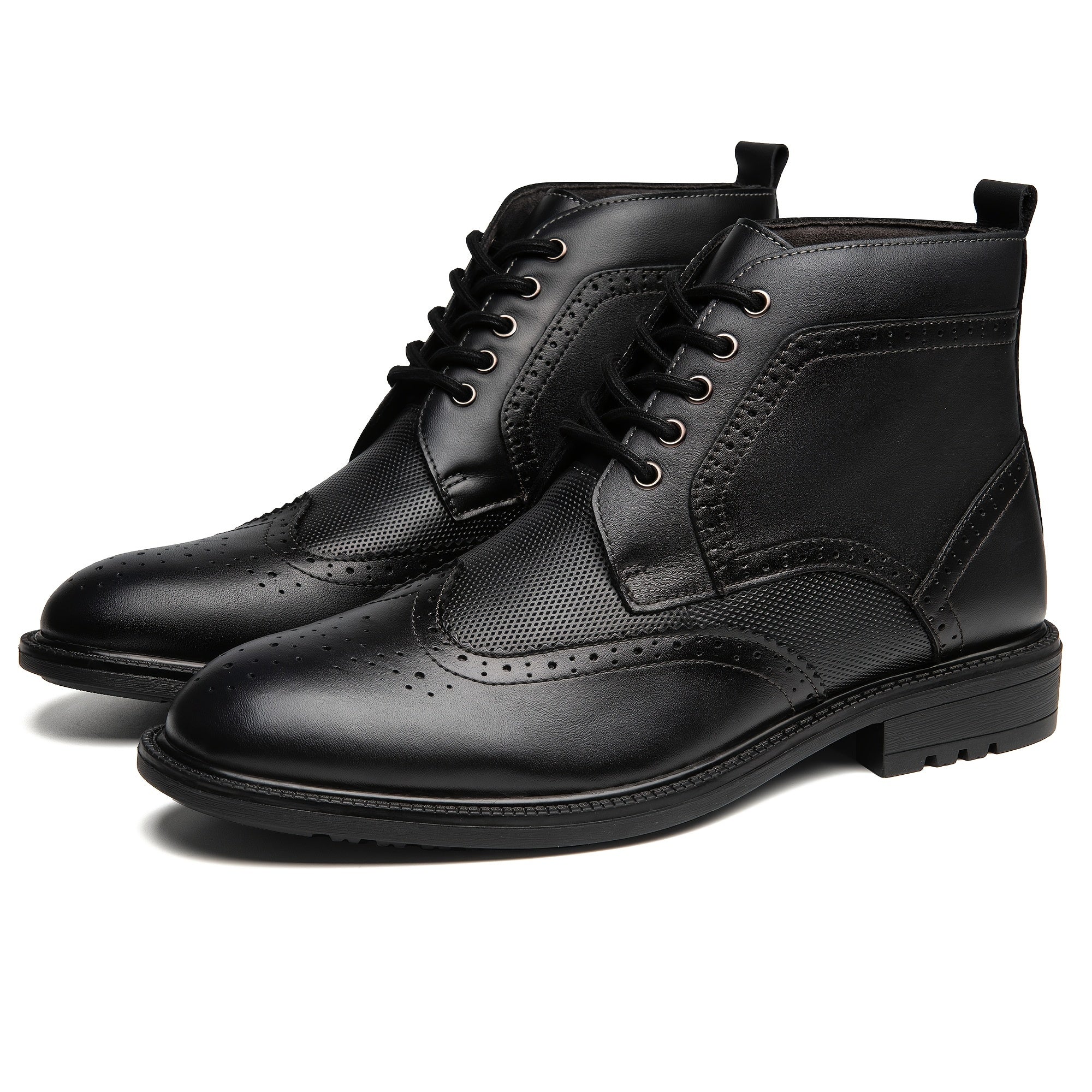 Men's Oxford Cap Toe Ankle Boots Lace-Up Side Zip Casual Leather Shoes
