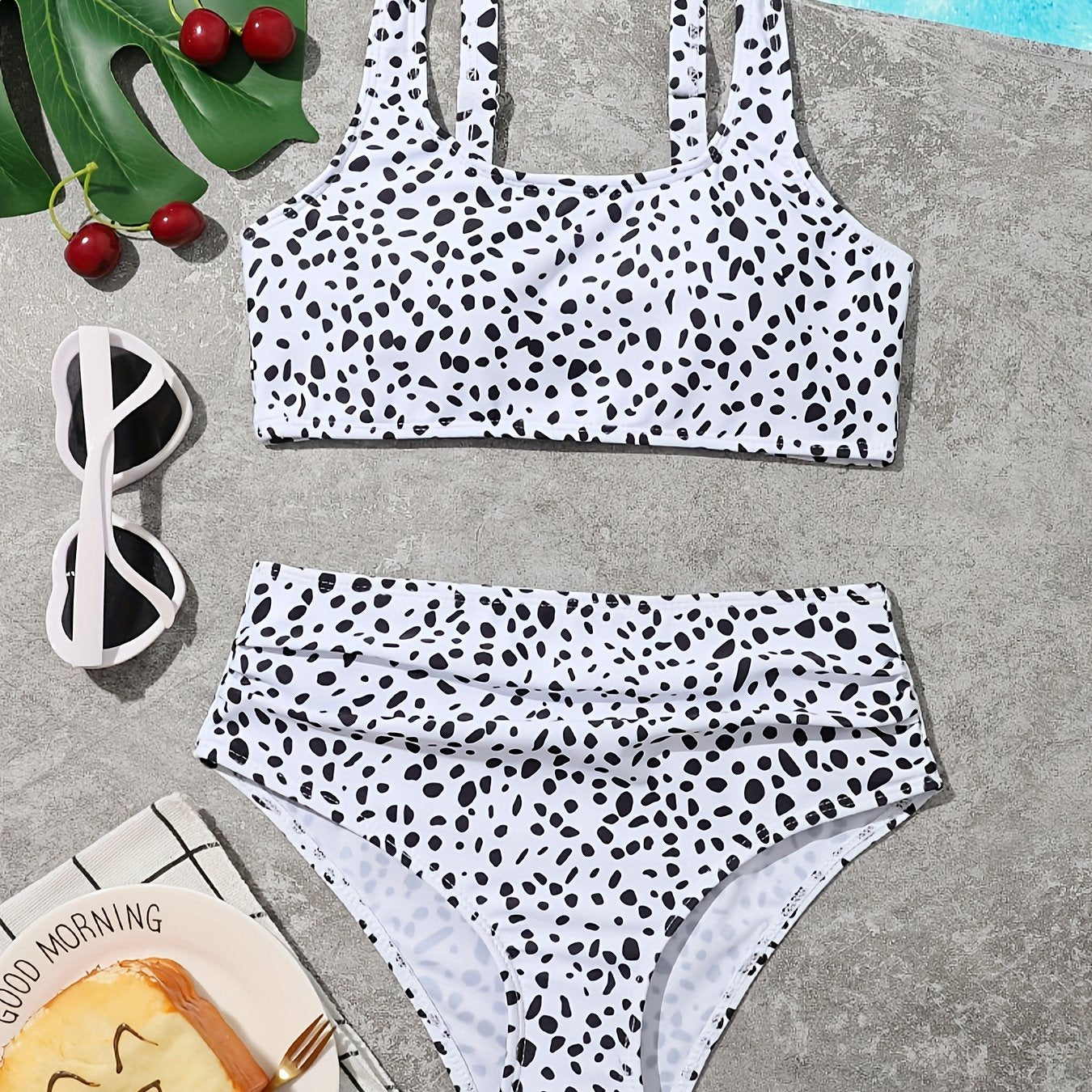 Girls 2pcs Cow Print Swimsuit Sets for Hawaii Vacation