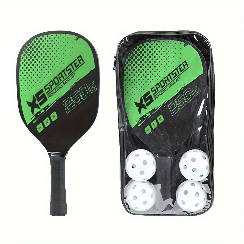 Wooden Pickleball Paddle Set 2 Rackets 4 Balls 1 Carrying Bag