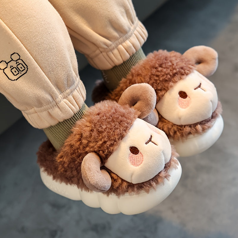 Furry Sheep House Shoes Boys Non Slip Soft Bottom Indoor Shoes