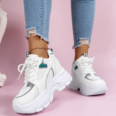 Women's Chunky Mesh Dad Shoes Lace Up Platform Sneakers