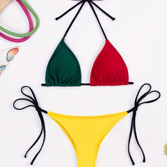 Triangle Tie Neck 2 Piece Bikini Set Sexy Swimsuit