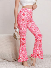 Flower Print Flare Leg Pants High Stretch Yoga Sports Bootcut Leggings