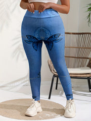 Leaf Print High Rise Skinny Leggings