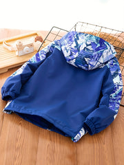 Boys Geometric Print Hooded Jacket