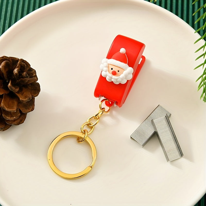 Christmas Cartoon Mini Stapler with Key Chain, Christmas Gift