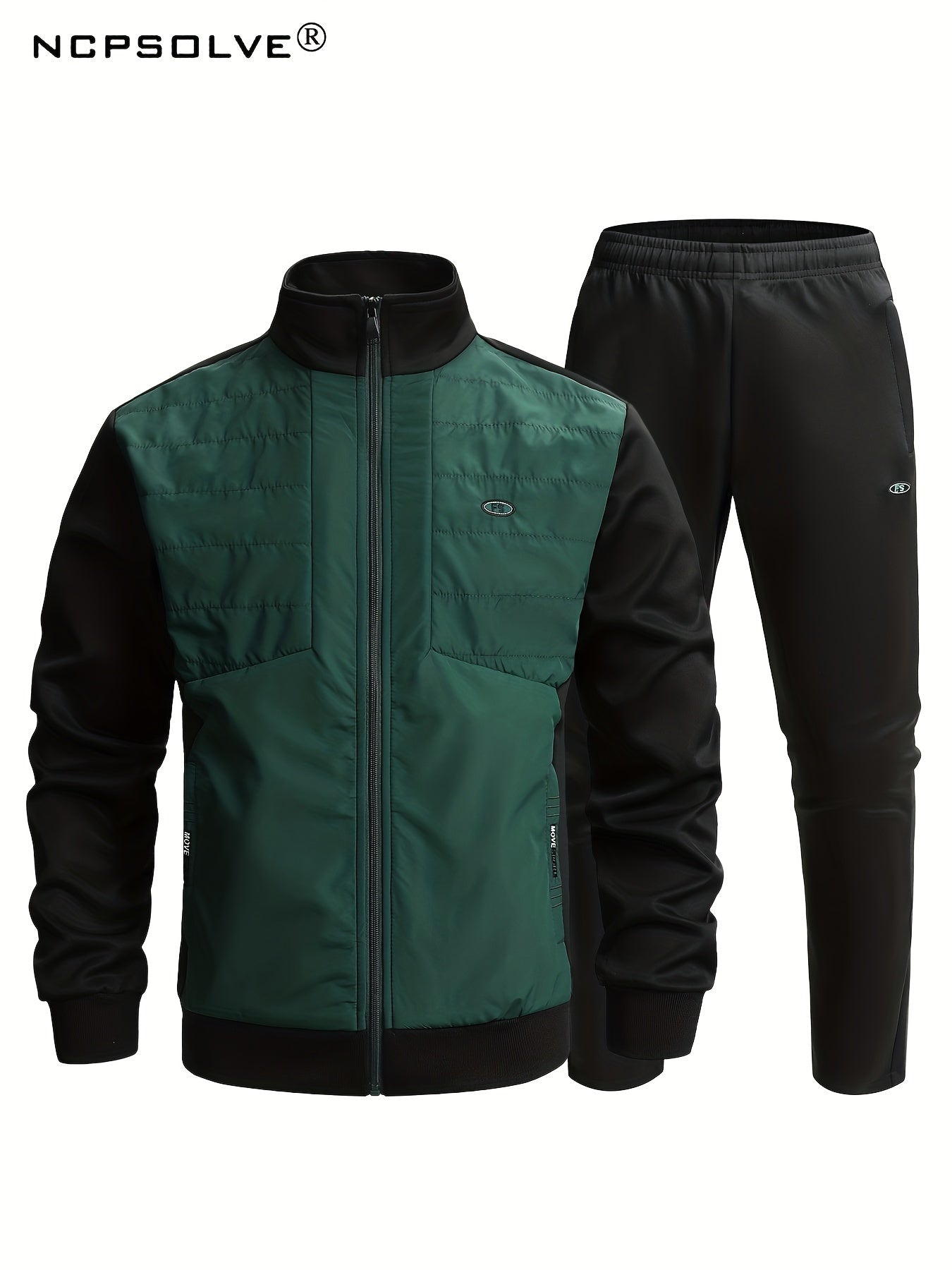 Men's Sports Suit with Zip Up Jacket and Stretch Waist Pants