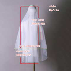 Double Layer Bridal Veil with Comb 100 Nylon Mesh Hand Wash No Printing