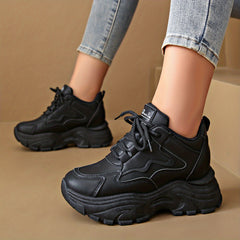Women's Thick Bottom Sneakers Comfortable Lightweight Lace Up Travel Shoes