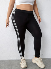 Striped Elastic Waist Yoga Leggings