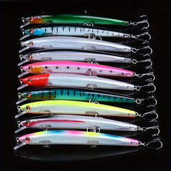 10pcs Bionic Minnow Lure Plastic Hard Bait Treble Hook Fishing Accessory