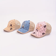 Kids Bear Embroidery Baseball Cap Mesh Adjustable Sunshade Hat