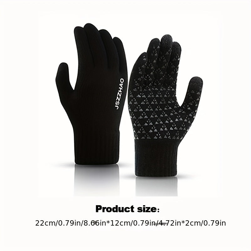 3 Pairs Winter Warm Gloves Touch Screen Knitted Gloves Outdoor Sports Windproof