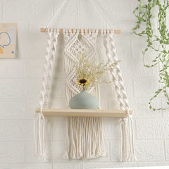 Boho Macrame Wall Shelf Tassel Woven Shelf