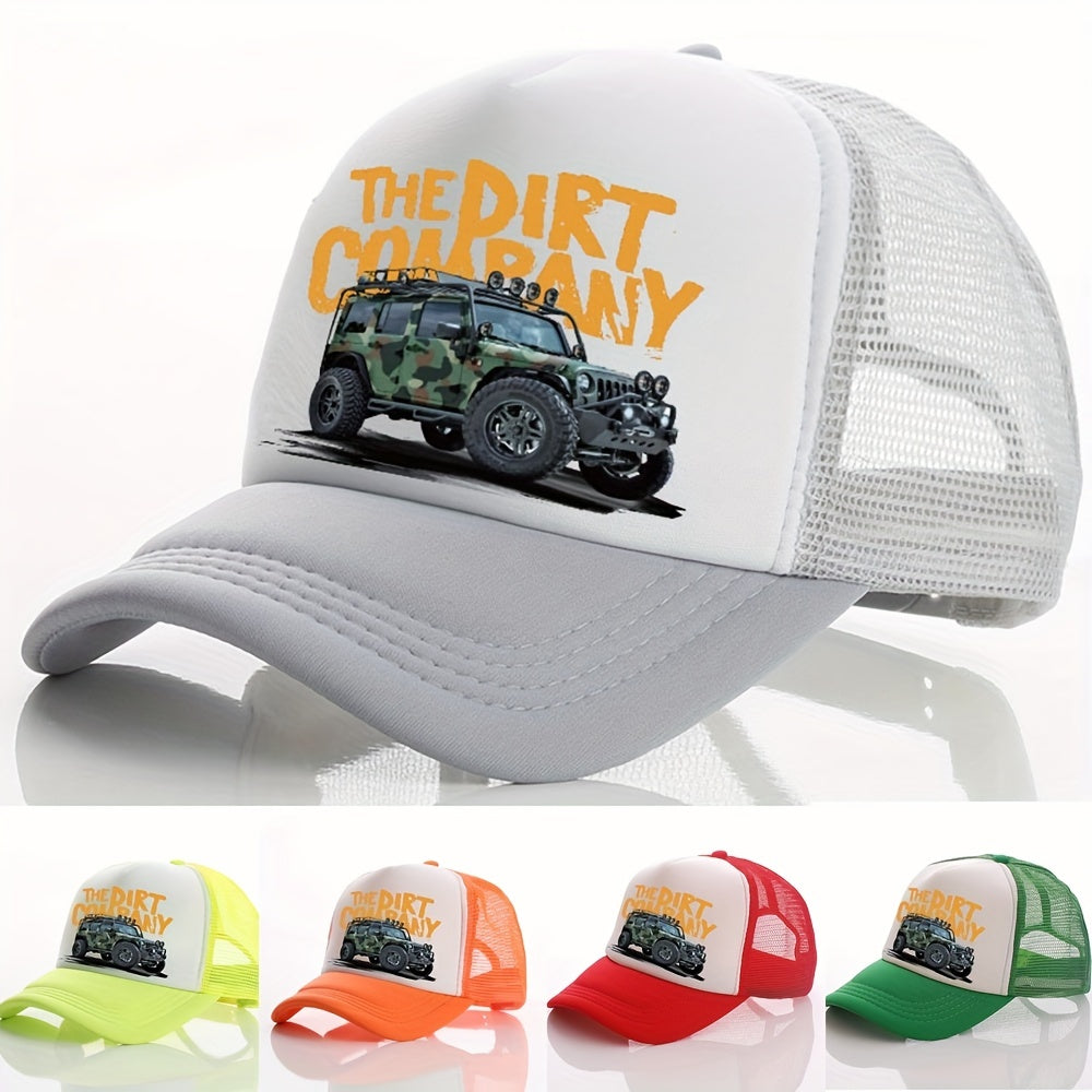 Men's Car Print Peaked Cap for Street Sun Protection