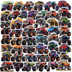 50pcs Monster Truck Series Waterproof Graffiti Stickers DIY Sticker Pack