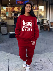 Jesus Letter Print Casual Two piece Set Women's Outfits