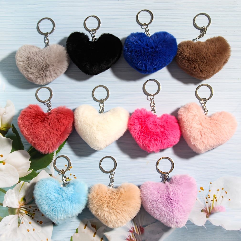 Fluffy Love Heart Keychain Faux Fur Handbag Pendant