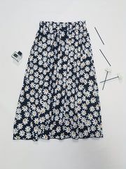 Daisy Print Skirt Elastic Waist Casual Skirt Women's Clothing