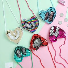 Kids Sequin Heart Crossbody Bag Coin Purse for Girls