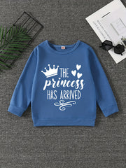 Girls' Princess Crew Neck Sweatshirt Pullover, Long Sleeve Top for Autumn Spring