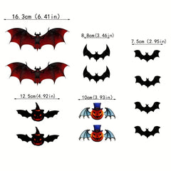 12pcs Halloween Pumpkin Wall Sticker & 3D Bat Decoration