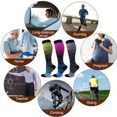 6 Pairs Compression Socks for Men and Women - Knee High Stocking for Sports
