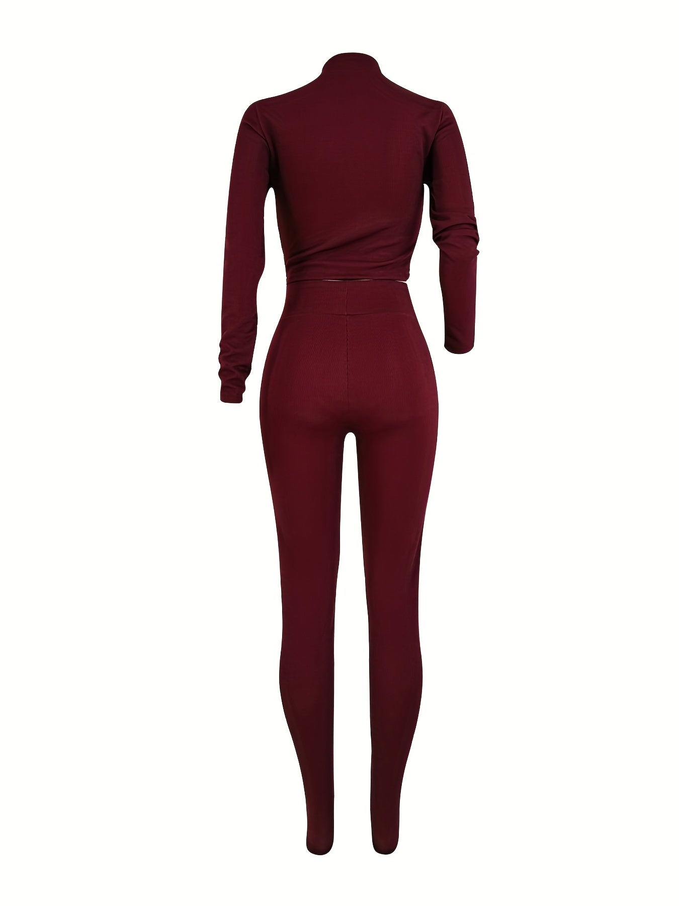 Casual Two Piece Set Zip Up Outerwear & High Waist Workout Pants