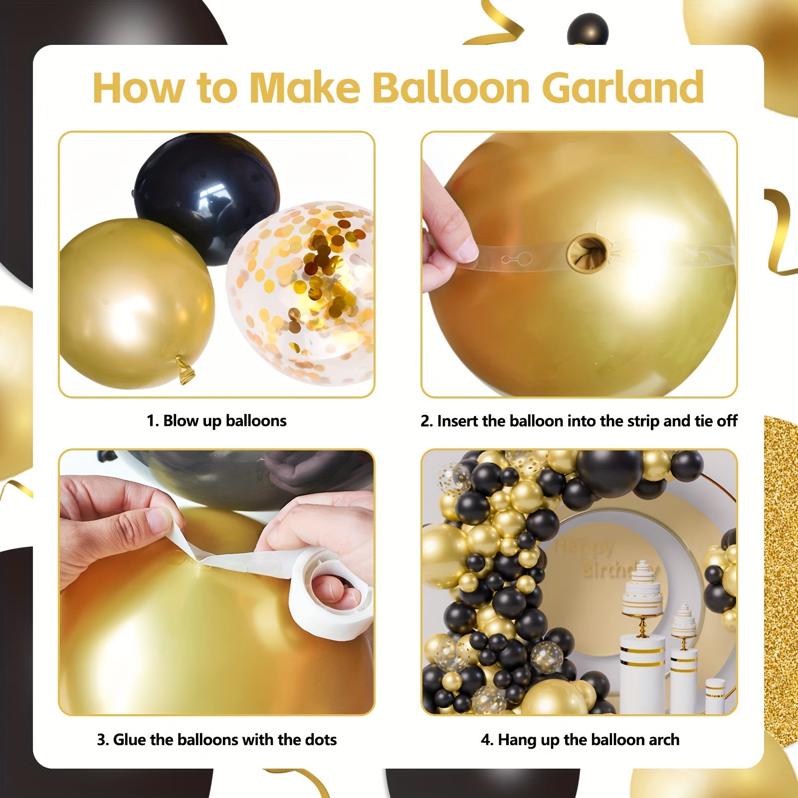 137Pcs Golden Balloons Garland Arch Kit Wedding Birthday Party Decor