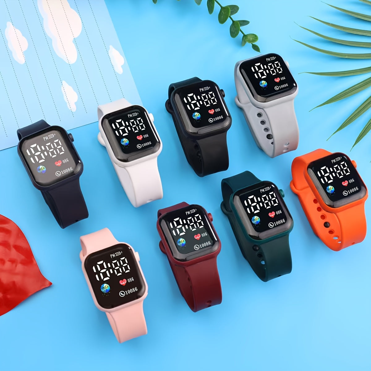 Unisex Light Digital Watch with Adjustable Strap Illuminated Display