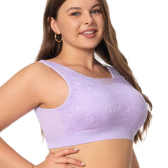 Floral Jacquard Lace Seamless Plus Size Bra High Stretch
