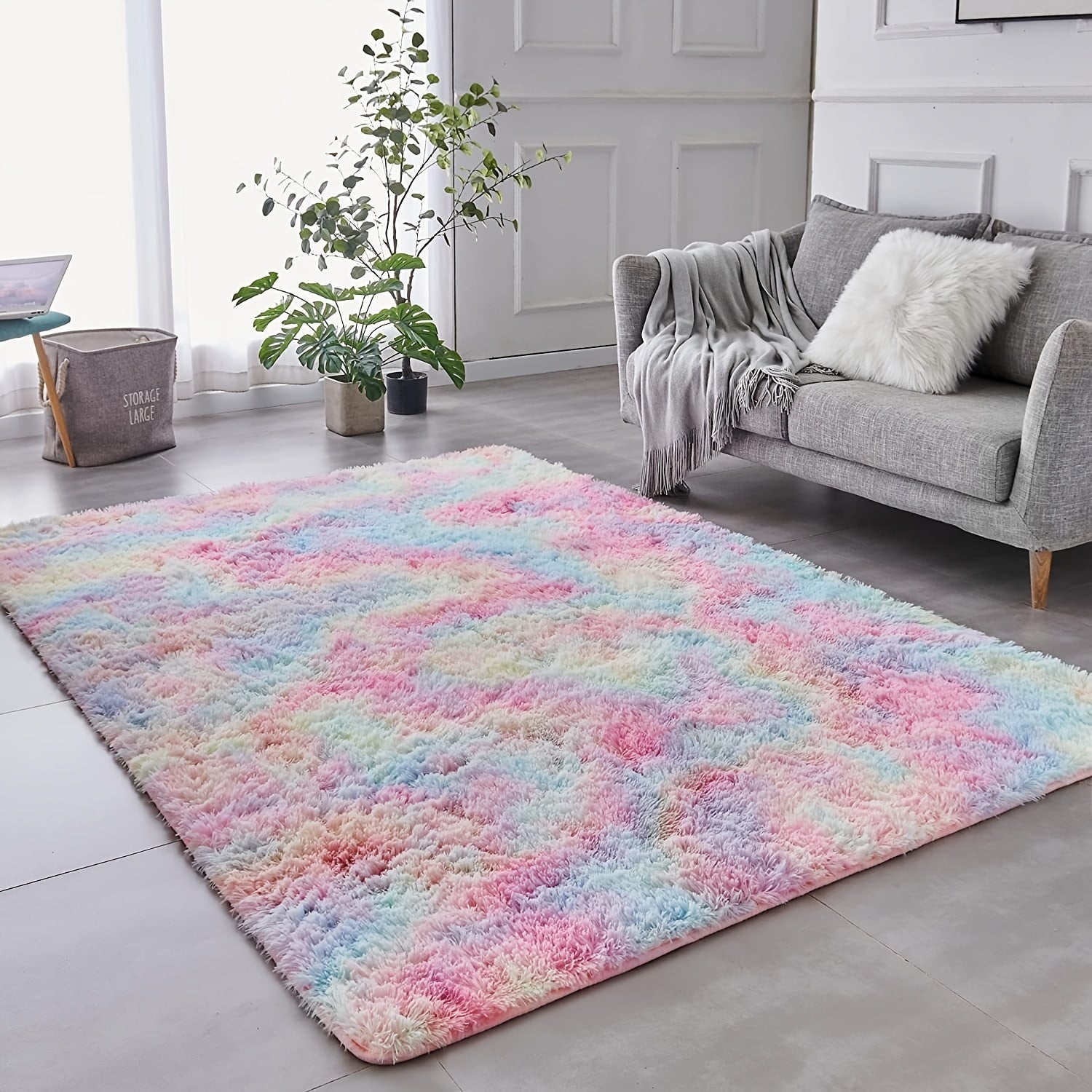 Tie Dyed Rainbow Soft Carpets Kitchen Floor Mat Non slip Proof Floor Mat