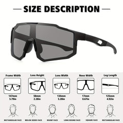 Men's Polarized Square Sunglasses Photochromic Lenses UV 400 Protection