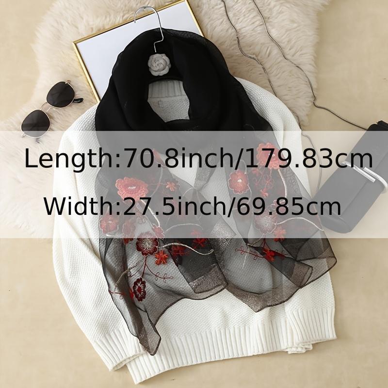 Silk Embroidery Flower Scarf Lightweight