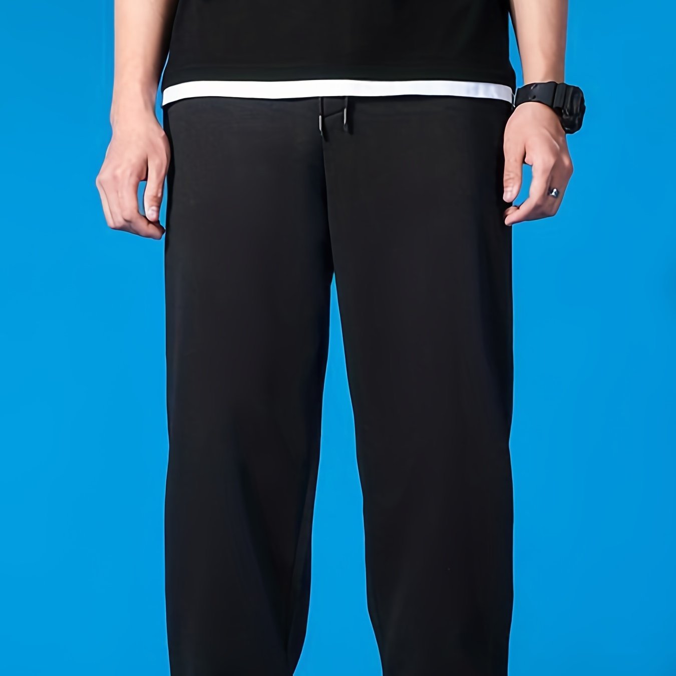 Men's Classic Cotton Blend Joggers Solid Drawstring Pants