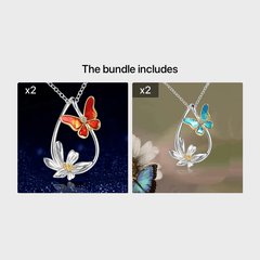 Butterfly & Flower Pendant Necklace Jewelry Gift for Girls