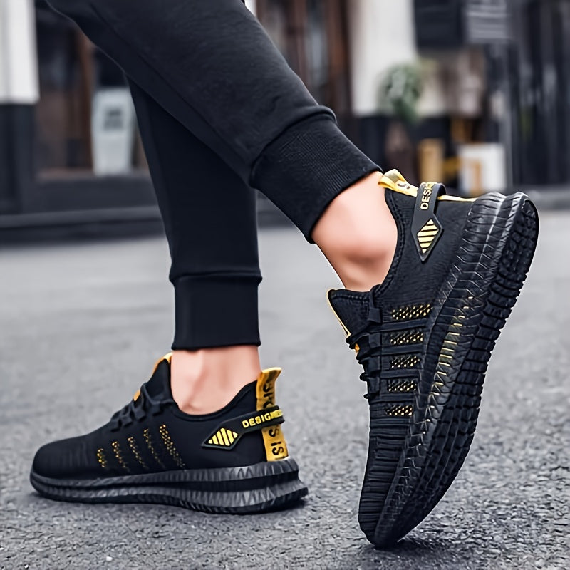 Men's Striped Running Shoes Breathable Sneakers For Outdoor Sports